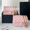 10A Mirror quality designers small classic flap bag womens camellia real leather quilted purse real leather lambskin handbag crossbody shoulder chain box bag