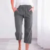 Kadın Pantolon Yüksek Belli Kadın Kırpılmış Pantolon Geniş Bacak Çizme Elastik Düz Yedi Nokta Cep