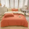 Set biancheria da letto per famiglie in cotone, set da 3 pezzi, colore bicolore, coppie, bambini, copripiumino, federa, stile europeo