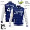 Giacche da uomo Bomber bianco reale personalizzato Giacca a scatto Varsity Letterman bicolore Bottone da baseball stampato in 3D