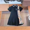 Popular designer kids clothes girls dresses Short sleeved lapel baby skirt child frock Size 110-160 CM Princess dress 24Mar