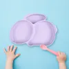 Couverts ensembles dessin animé enfants plats Silicone bébé alimentation Non toxique ventouse vaisselle