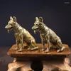 Decoratieve Beeldjes 1 ST Messing Metaal Geluk Fortuin Hond Standbeeld Kleine Ornament Kleine Puppy Wolf Chinese Desktop Thee Huisdier Woondecoratie