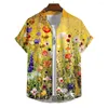 Camisas casuais masculinas camisa verão lapela estilo havaiano 3d impressão padrão botão roupas 2024 manga curta roupas florais