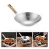 Poêles en acier inoxydable Wok pour cuisinière à gaz domestique poêle antiadhésive cuisine grand chinois multifonctionnel