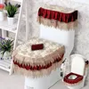 Coprisedili per WC Cuscino universale Four Seasons Set da tre pezzi Pizzo europeo fronte-retro e copertura