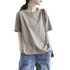 Leisure and Artistic Versatile Round Neck Short Sleeved T-shirt for Womens Summer New Loose Fashionable Outerwear Top Women