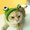 Vêtements pour chiens tricotés à la main chapeau d'animal de compagnie confortable 3D décor d'oeil de grenouille couvre-chef pour l'automne hiver mignon