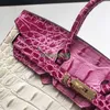 BK Crocodile Bags Trusted Luxury Handbag New Leather Crocodile Ostrich Color Matching Platinum Bag Splicing Handbag Single Shoulder Diagon Have Logo HBO1