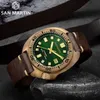 San Martin Abalone Bronze Diver Watches Men Mechanical Watch Luminous Water Resistant 200M Leather Strap Stylish Relojes 210728317n