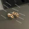 Ohrstecker Luxus-Ohrringe für Damen, Kreis mit Diamanten, Ohrringe oben, V-Gold, kleiner Diamant in der Mitte, geometrische Einfachheit, Ohrringe, klassische Ohrringe mit Box
