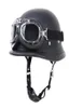 Motorradhelme Deutscher Lederhelm Stil SCHWARZ Open Face Half Chopper Biker Pilot7609047