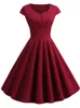 Różowy letni dres v szyja duża huśtawka vintage sukienka szata femme elegancka retro pin up biuro biuro midi sukienki 240315