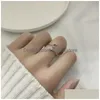 Ringe vsnow minimalist Sier Farbbrief offen verstellbarer Ring für Frauen exquisite Bling -Strass -Party -Schmuck Mode Dro Drop del otyj7