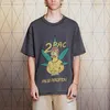 Camiseta masculina hip hop com estampa gráfica, camiseta vintage de algodão, camiseta grande, casual