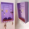 Moldura série de tv amigos chaveiro mônica roxo porta cabide artesanal molduras de madeira amarela decoração para casa decoração de parede colecionável