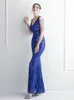 Party Dresses Solid Color Beaded Women's Long Dress For And Wedding Luxury Elegant Evening Celebrity Banquet Host Toast