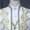 Vaguelette Baroque Embroidery Men For Luxury White Wedding Long Suit Jacketパンツセット240312