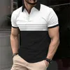 Fi Stripe Print Polo T Shirt dla mężczyzn sportowy golfa noś Summer Casual Lapel Butt Shirts Oversizefl krótkie topy Y5a7#