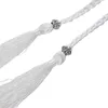 Soporte de cintura 2X tejido borla cinturón nudo decorado cadena cuerda blanco