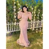 아라비아 옥소 aso ebi 핑크 인어 신부 드레스 연인 저녁 저녁 파티 공식 파티 생일 유명 인사 신랑 가운 드레스 ZJ