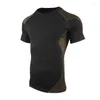 Men's T Shirts Men Short Sleeve Fitness Elastic Running Sport T-shirt Compression Bodybuilding Quick Drying Tops Summer Cycling