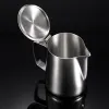 Strumenti Brocca per schiuma di latte in acciaio inossidabile con coperchi Espresso Steam Coffee Barista Bollitore Latte Cappuccino Tazza di crema di latte Brocca