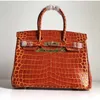 BK Crocodile Sacs Trust Luxury Handbag Womens Border Border European and American High Gloss Crocodile Match Platinum Sac 30cm 35cm Head l A LOGO HBWO