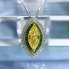 Pendants SpringLady Solid 925 Sterling Silver Marquise Cut 6 13MM Yellow Sapphire Gemstone Vintage Pendant Necklace Fine Jewelry