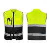 Motorcycle Apparel Mti-Pockets High Visibility Zipper Front Safety Vest With Reflective Strips And Riding Mtipurpose Drop Delivery Aut Ot3Wn