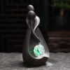 Burners Backflow Incense Burner Handicraft Hugging Lovers Incense Waterfall Burner Ceramic Incense Holder Censer Romantic Home Decor