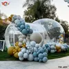 Activités de jeux de plein air 5m de long pour enfants Fête de bulle gonflable transparente Tente Igloo Dome Tente avec ballons White Bubble House for Outdoor Party