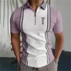 Poker Uomo Top Colletto risvoltato Cerniere Golf Lettera Abbigliamento Uomo Manica corta T-shirt Tinta unita Camicia generale Allentata e traspirante 240311