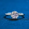 Кольца кластера, сертифицированное 1 карат, муассанит, свадебное сердце, платиновое покрытие, кольцо из стерлингового серебра 925 пробы с круглым бриллиантом для женщин
