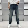 Mens Jeans designer Autumn/Winter New Jeans Fashion Brand Small Straight Leg Slim Fit Elastic Wash High end Light Luxury Men's Thickening Brand Pants