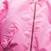 uomo rosa bomber giacca trapuntata / sottile giacche da aviatore manica con cerniera tasca colletto alla coreana stile giapponese giacca da baseball arancione 24Fo #