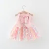 Menina vestidos meninas vestido 2024 crianças borboleta asas princesa bebê estilingue doce casual verão wear