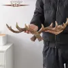 Rails StayGold Vintage Antler Key Hook Holder Wall Mounted Cap Coat Hanger Rack Home Decorative Animal Deer Horn Wall Hook For Hanging