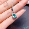 Klusterringar 2024 Est Water Drop Style Green Moissanite Ring and Pendant For Women Jewelry Set Real 925 Silver Birthday Present Match Wear