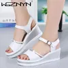 Kvinnor Sandaler Summer Fish Mouthcasual Open Toe Shoes Rhinestone Flat Flip Flop High Heels Beach Platform Womens Sandaler 240312