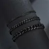 Chain Hip Hop Stainless Steel Cuban Chain Bracelet Womens 3 5 7 mm Simple Stainless Steel Mens Bracelet Gold Jewelry 240325