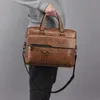 Luxury Brand Men Handbag Leather Man Briefcase for Laptop Messenger Shoulder Bag Business Portfolio For A4 Document 240308