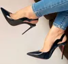 Luxurys Brand Pumps Dames schoenen Rood glanzende bodem Punted Toe Black Hoge Heels Shoes Dunne Heel 8cm 10 cm Seksuele trouwschoenen Big Size 35-44