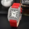 Высококачественные роскошные мужские мужские часы для женщин Square Watch Full Sky Star Belt с бриллиантами для мужчин римский масштаб модный кварц kuin