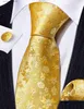 Cravatte per collo ties floreali in oro di lusso per uomini squisiti design cravatta seta per guarnizioni di gemelli per matrimoni da sposa festa d'affari LN-6367 Y240325