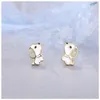 Orecchini a bottone simpatico cane per bambini ragazze zircone orecchio animale bambino moda gioielli in argento colore regali