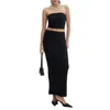 Casual Jurken Vrouwen S 2 Stuk Outfits Y2k Strapless Ruches Tube Crop Top Elegante Lange Rok Sexy Bodycon Geplooide Set strand Jurk