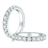 Anelli a grappolo Anziw 3mm D Moissanite Full Eternity Fasce sottili impilabile Fede nuziale di fidanzamento Oro bianco Argento 925 per gioielli da donna