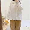 Womens Blouses Shirts Sen Girl Lace Collar Long Sleeved Shirt Autumn Tie Style Vintage Clothes Top Women Drop Delivery Apparel Clothin Otbdk