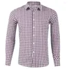 Chemises décontractées pour hommes Chemise boutonnée Rouge Bleu Manches longues Plaid / Check Revers Street Resort Vêtements imprimés Mode Hawaii 6XL